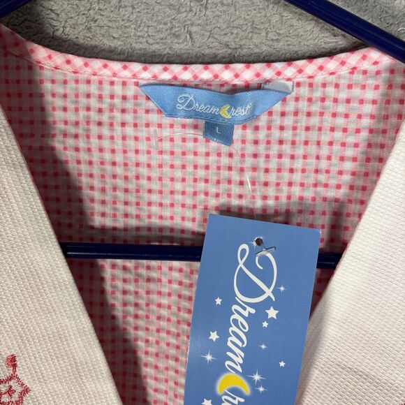 NWT Dreamcrest Night Gown Women’s Size L‎ Coral Gingham Plaid Pearl Snap Muumuu - Picture 8 of 12